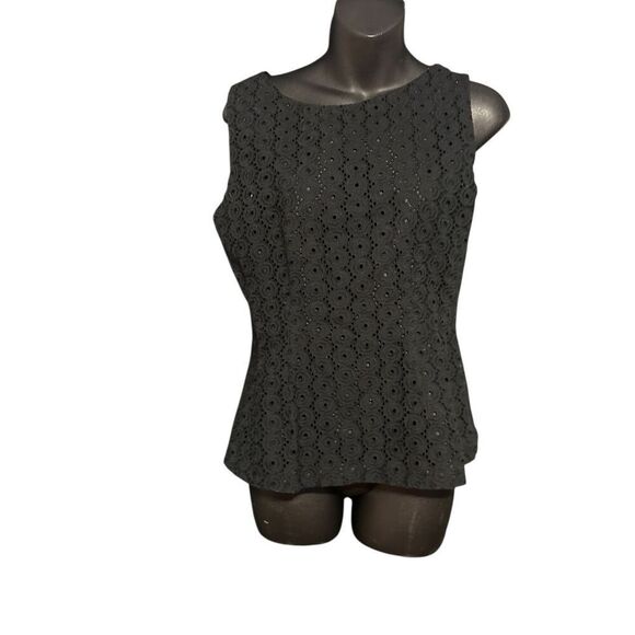 kate spade Tops - kate spade Black Eyelet Sleeveless Blouse (M fits small)